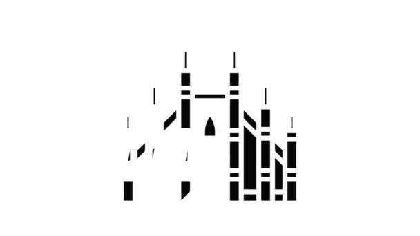Milaan gotische basiliek icoon animatie — Stockvideo