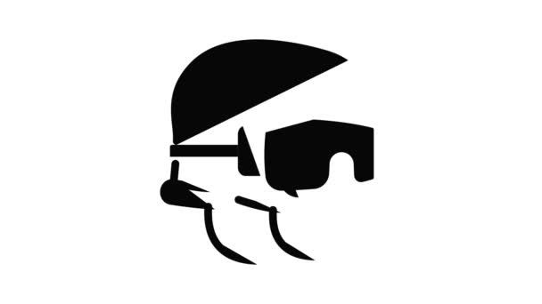 Ski helm pictogram animatie — Stockvideo