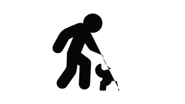 Senior man walking dog icon animation — Stock Video