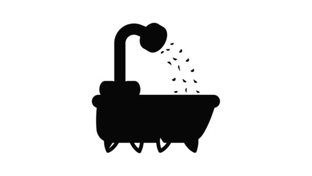 Анимация иконки в ванной — стоковое видео