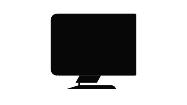 Animación del icono de monitor de computadora escolar — Vídeos de Stock