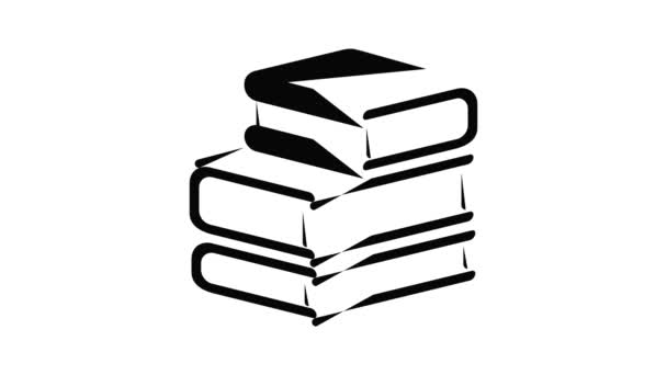 Animace ikon zásobníku knih — Stock video