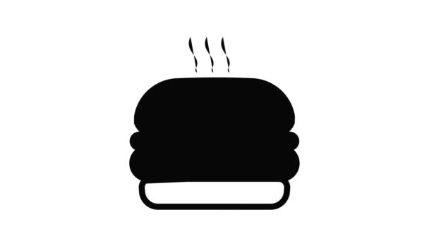 Hot hamburger icona animazione — Video Stock