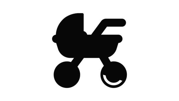 Baby carriage icon animation — Stock Video