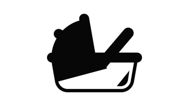Viajes bebé cochecito icono de animación — Vídeo de stock
