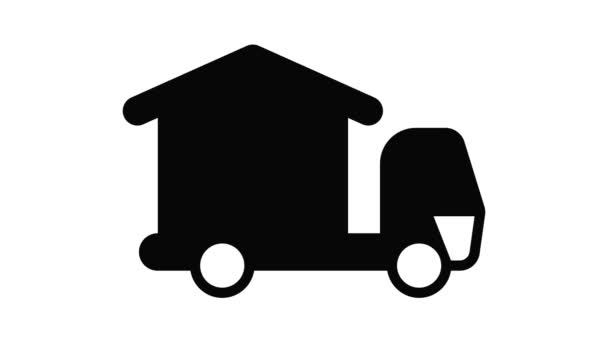 Kamping dom ciężarówka ikona animacja — Wideo stockowe