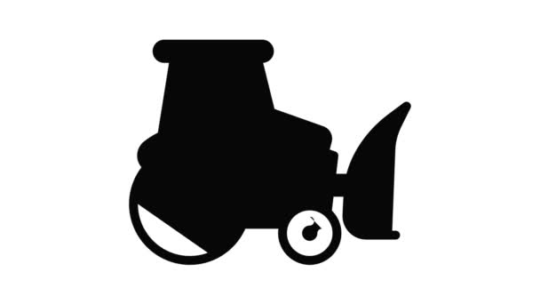 Tractor graafmachine pictogram animatie — Stockvideo