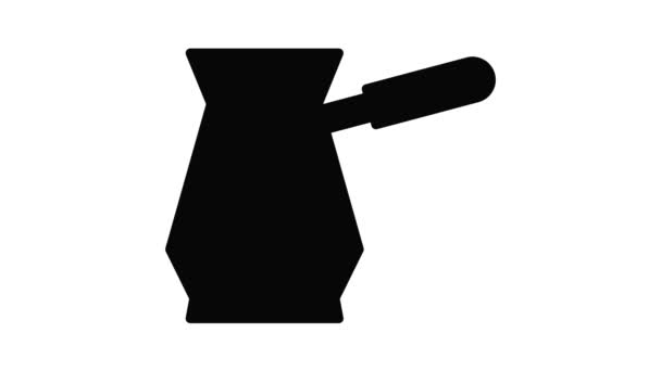 Traditionele koffiepot pictogram animatie — Stockvideo