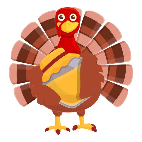 Thanksgiving Truthahn mit Honigglas-Ikone im Cartoon-Stil — Stockvektor