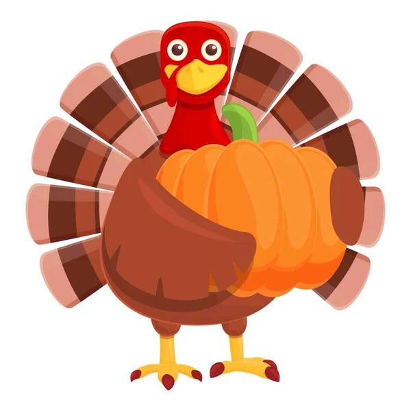 Thanksgiving kalkoen nemen pompoen pictogram, cartoon stijl — Stockvector