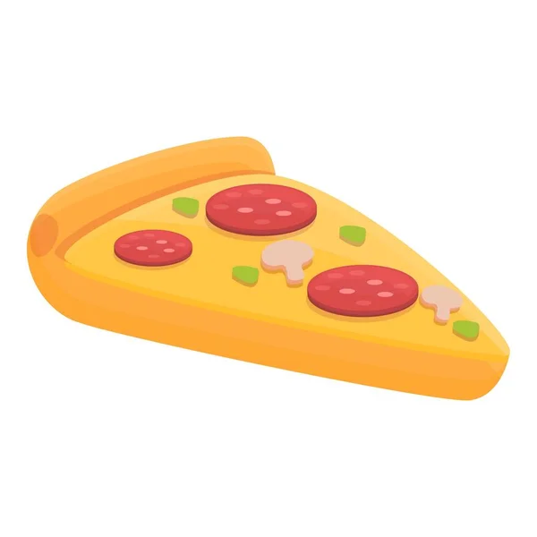 Tranche de pizza icône, style dessin animé — Image vectorielle