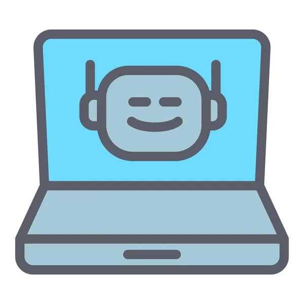 Laptop-Chatbot-Symbol, Umrissstil — Stockvektor