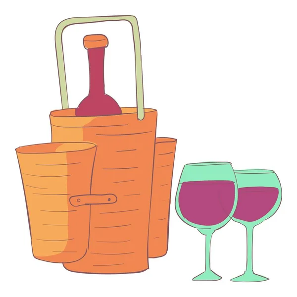 Drink basket icon, cartoon and flat style — Stock Vector