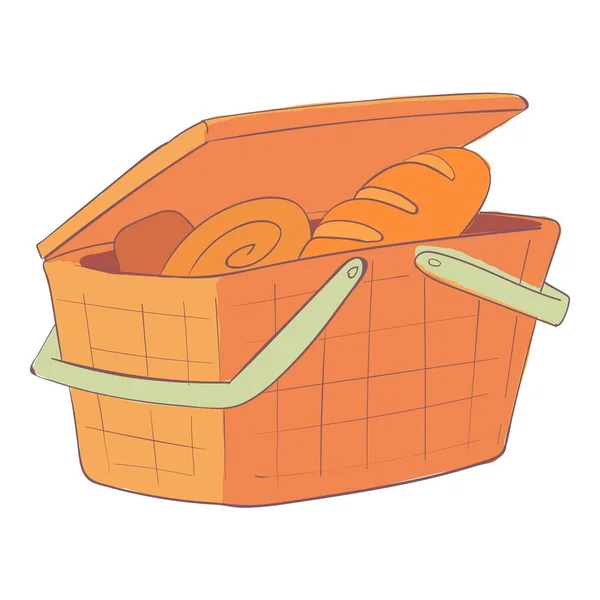 Icono de la cesta de la panadería, dibujos animados y estilo plano — Vector de stock