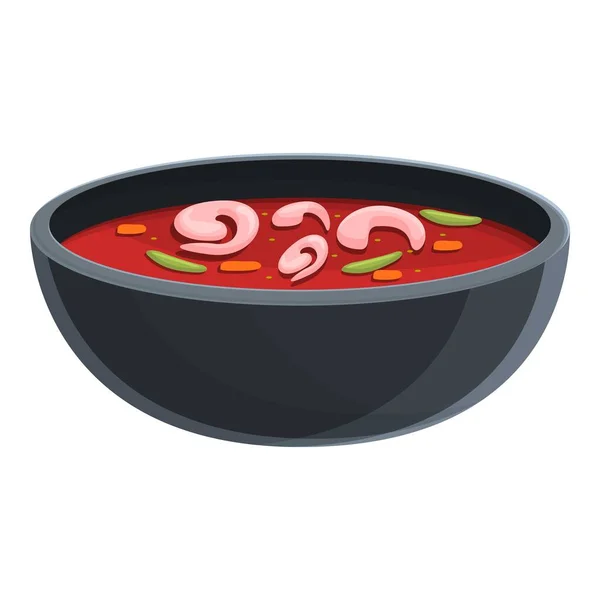 Икона супа из креветок, стиль мультфильма — стоковый вектор