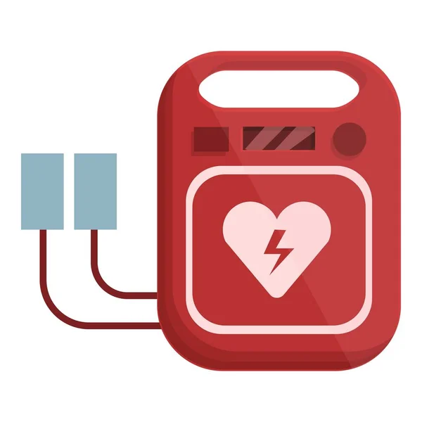 Icono del desfibrilador cardíaco, estilo de dibujos animados — Vector de stock