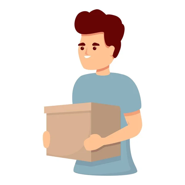 Colega con icono de caja, estilo de dibujos animados — Vector de stock