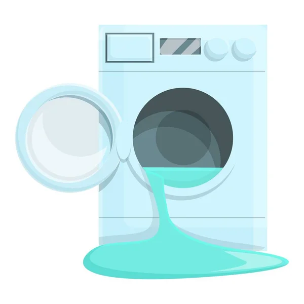 Icono de lavadora rota con agua, estilo de dibujos animados — Vector de stock