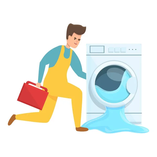 Icono de reparación de lavadora rápida, estilo de dibujos animados — Vector de stock