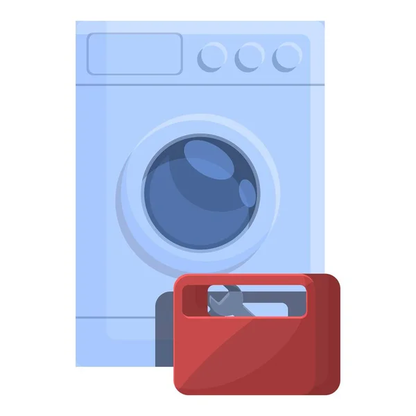 टूलबॉक्स टूटे हुए वॉशिंग मशीन प्रतीक, कार्टून शैली — स्टॉक वेक्टर