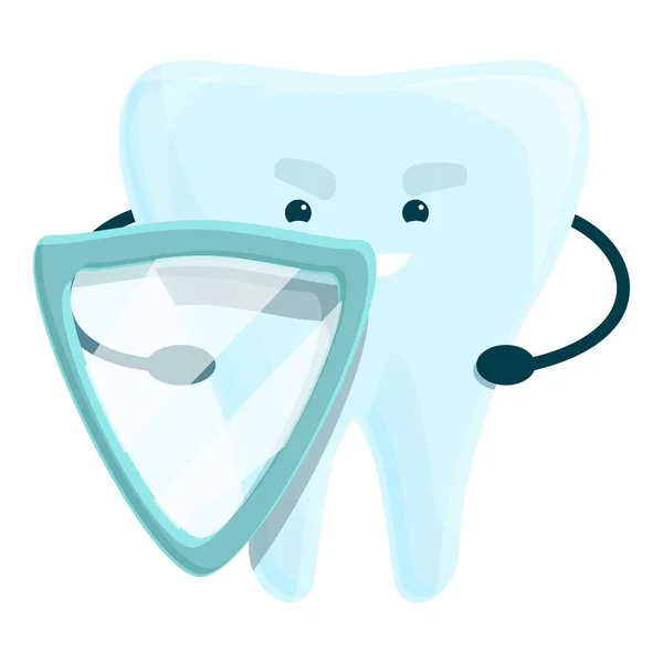 Teeth protection icon, cartoon style — Stock Vector