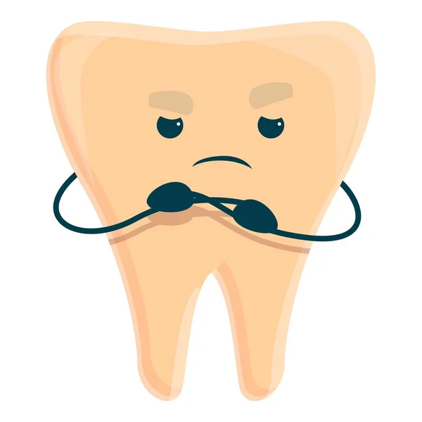 Sad tooth caries icon, cartoon style — Stock Vector