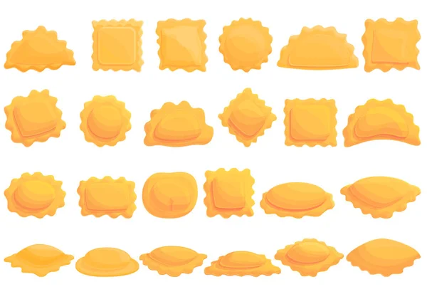 Conjunto de iconos Ravioli, estilo de dibujos animados — Vector de stock