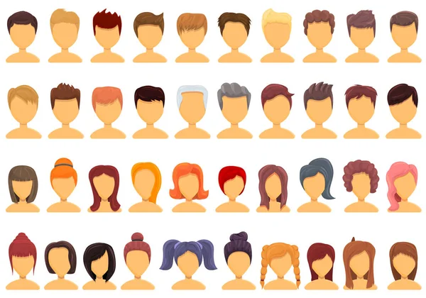 Wig pictogrammen set, cartoon stijl — Stockvector