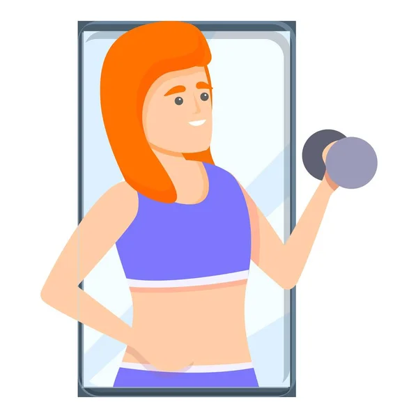 Funny fitness blog icon, cartoon style — Stock Vector