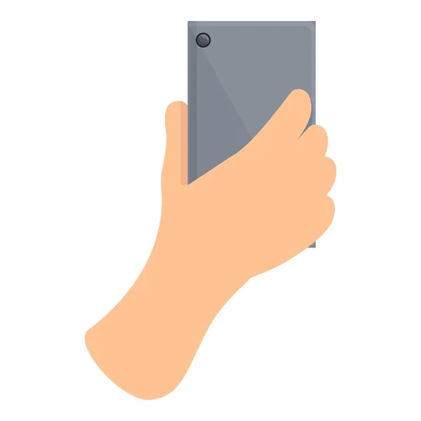 Ruční držení telefonu ikona, kreslený styl — Stockový vektor