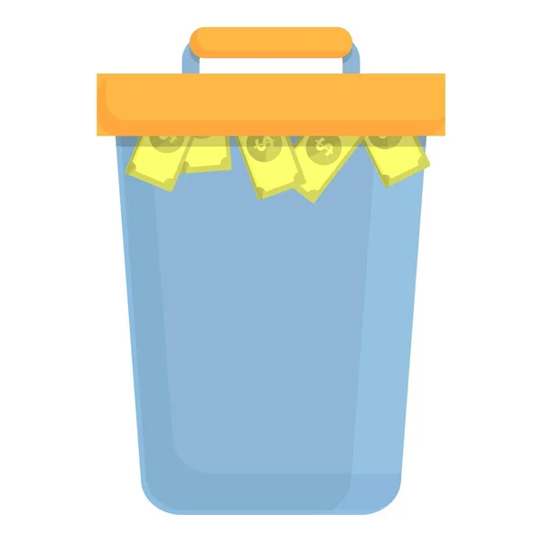 Basura anti-dinero icono de la ropa, estilo de dibujos animados — Vector de stock