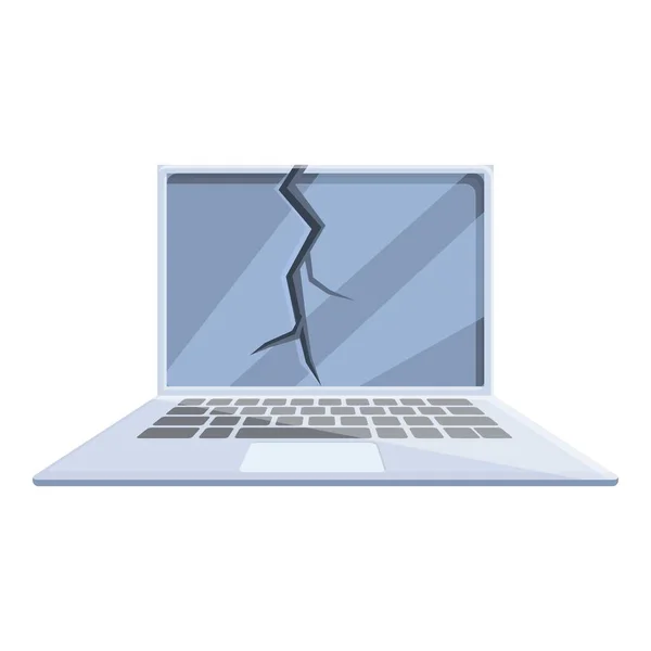 Ikon perbaikan laptop layar rusak, gaya kartun - Stok Vektor