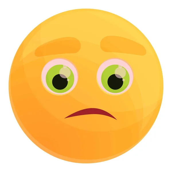 Pensive emoticon icon, cartoon style — Stock Vector