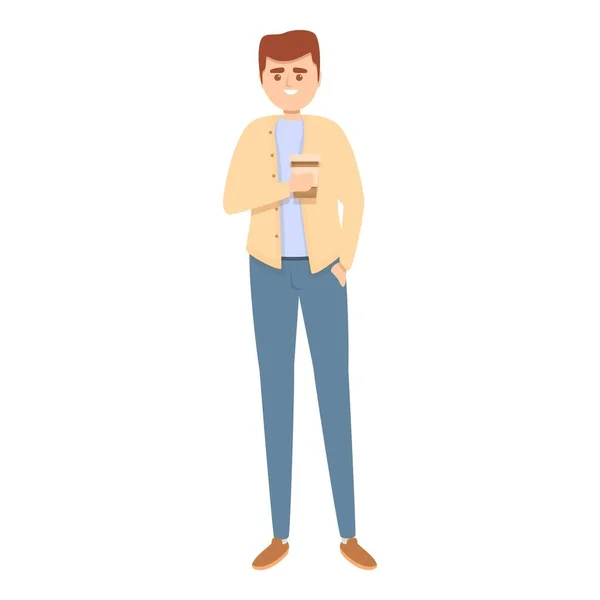 Homem com ícone de café, estilo cartoon —  Vetores de Stock