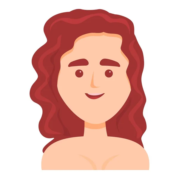 Icono de mujer de cabello castaño, estilo de dibujos animados — Vector de stock