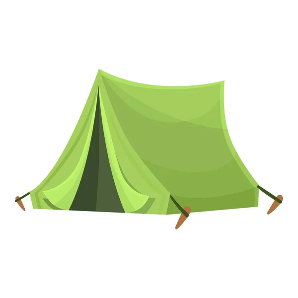 Green tent icon, cartoon style — Stock Vector