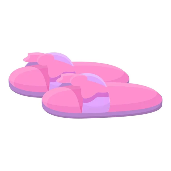 Pink slippers icon, cartoon style — Stock Vector