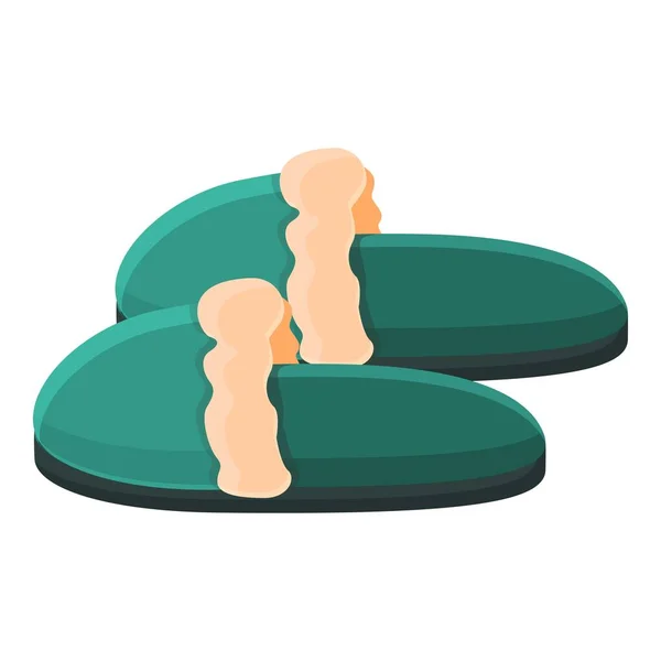 Dark green slippers icon, cartoon style — Vettoriale Stock