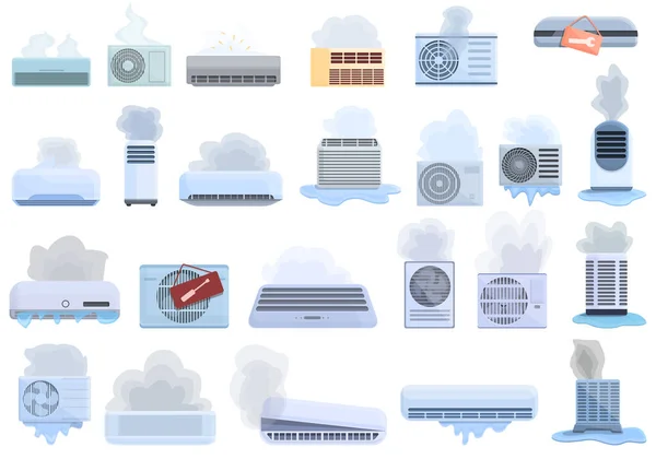 Repair air conditioner icons set, cartoon style — Vetor de Stock