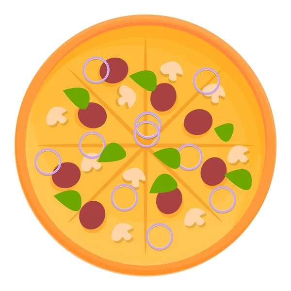 Пицца икона, стиль мультфильма — стоковый вектор