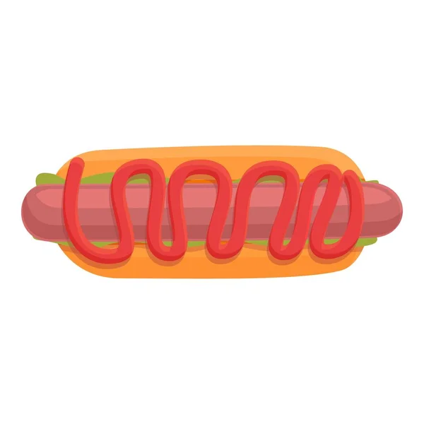 Icono de perro caliente para llevar, estilo de dibujos animados — Vector de stock