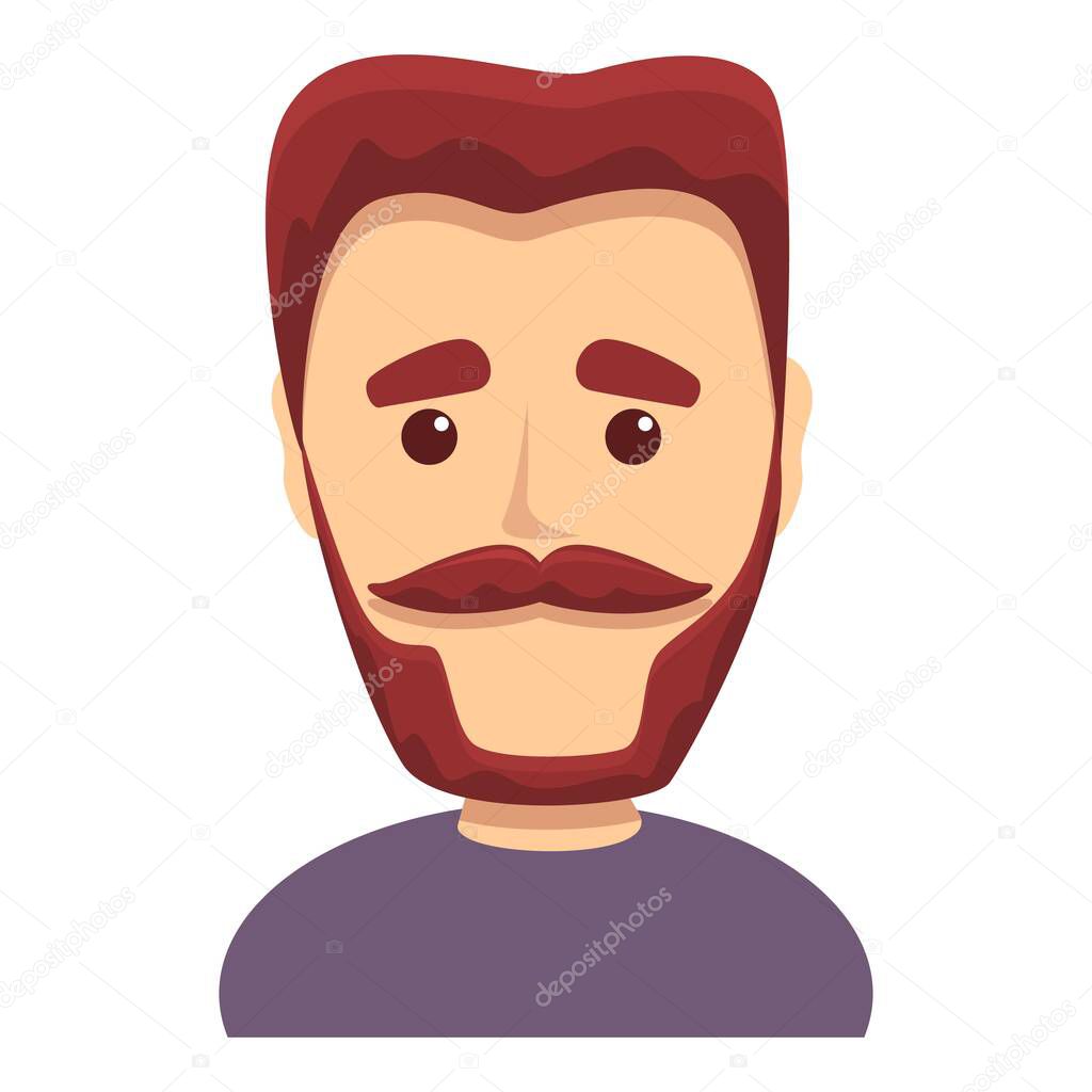 Man with beautiful beard icon, cartoon style
