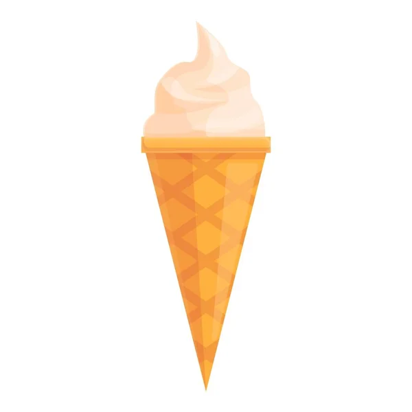 Takeaway vanilla ice cream icon, cartoon style — Vetor de Stock