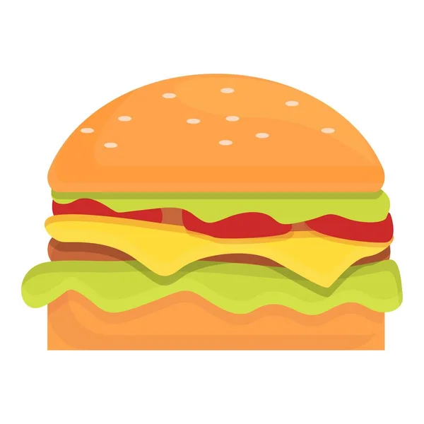 Icono de hamburguesa con queso para llevar, estilo de dibujos animados — Vector de stock