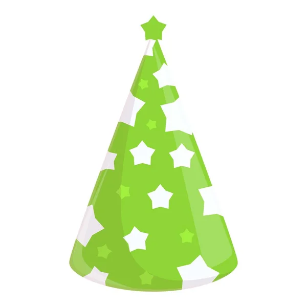 Party Hut leuchtend grüne Ikone, Cartoon-Stil — Stockvektor