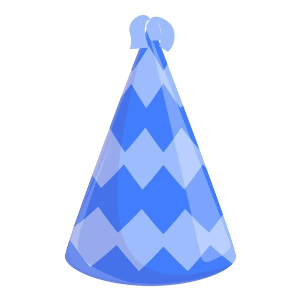 Party hat with blue rhombus icon, cartoon style — Vetor de Stock