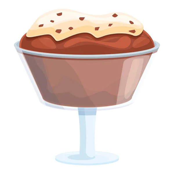 Crème glacée avec des morceaux de chocolat icône, style dessin animé — Image vectorielle
