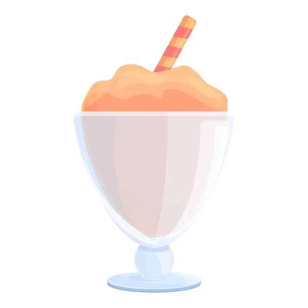 Icono de helado de melocotón, estilo de dibujos animados — Archivo Imágenes Vectoriales