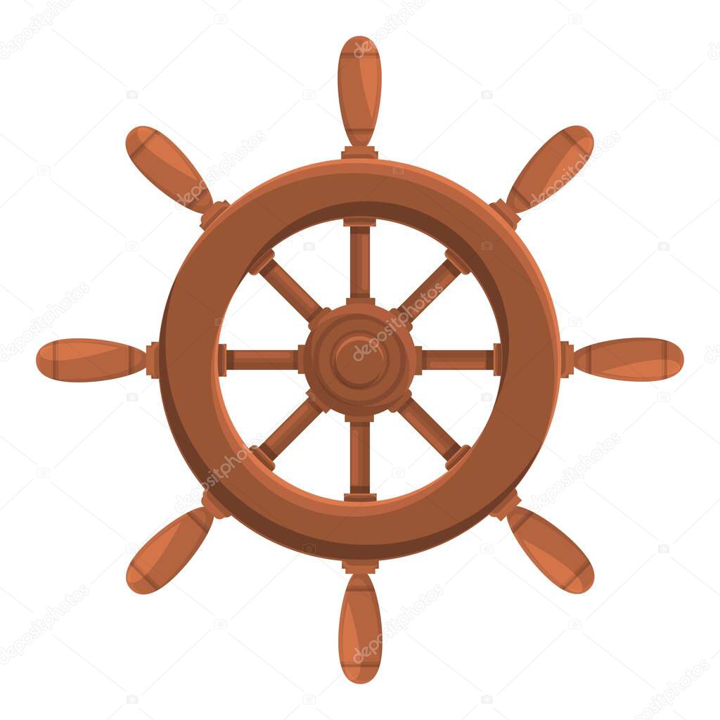 Ship wheel icon, cartoon style