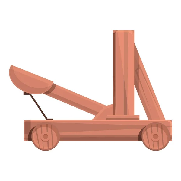 Деревянная катапульта. Средневековая артиллерия — стоковый вектор